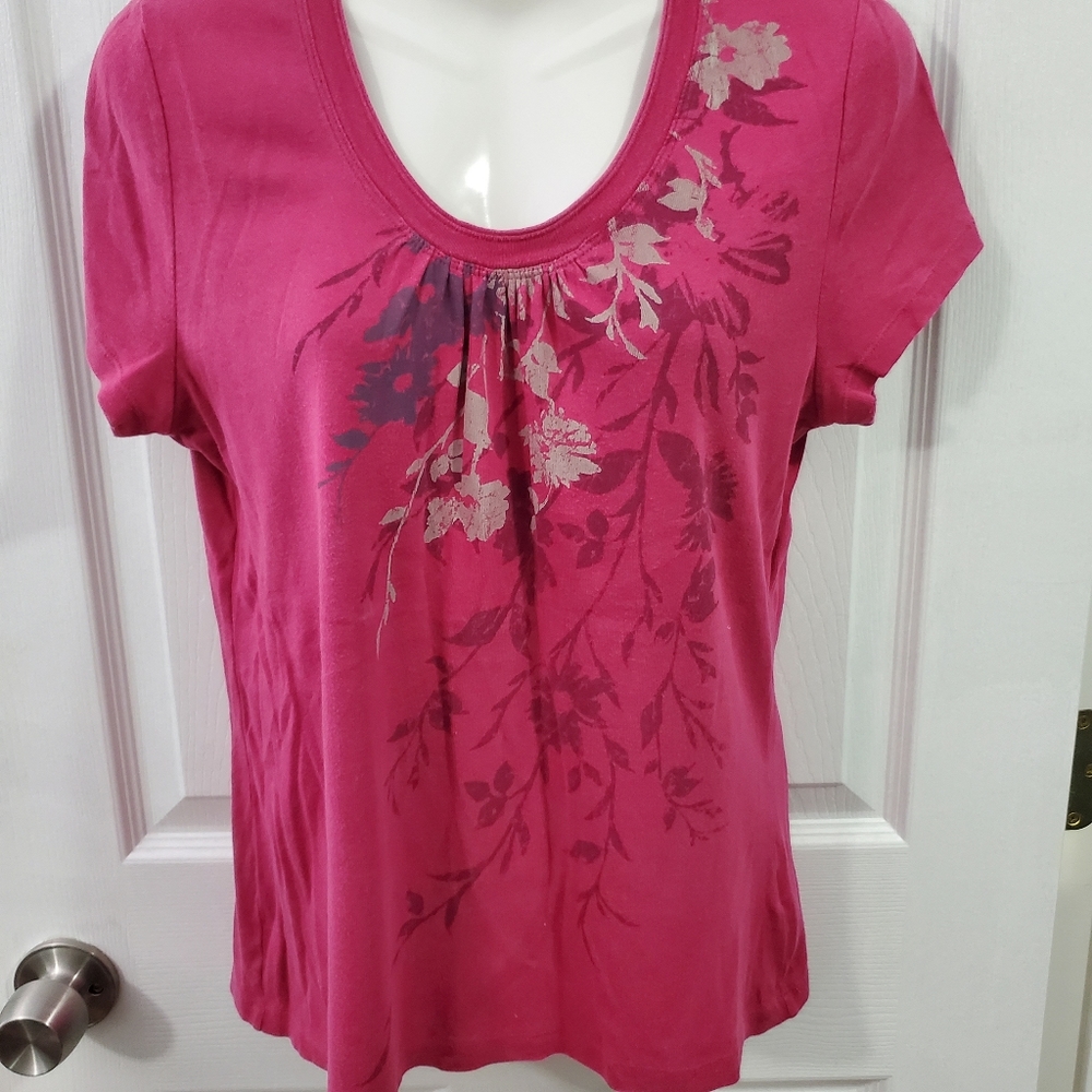 Pink floral blouse